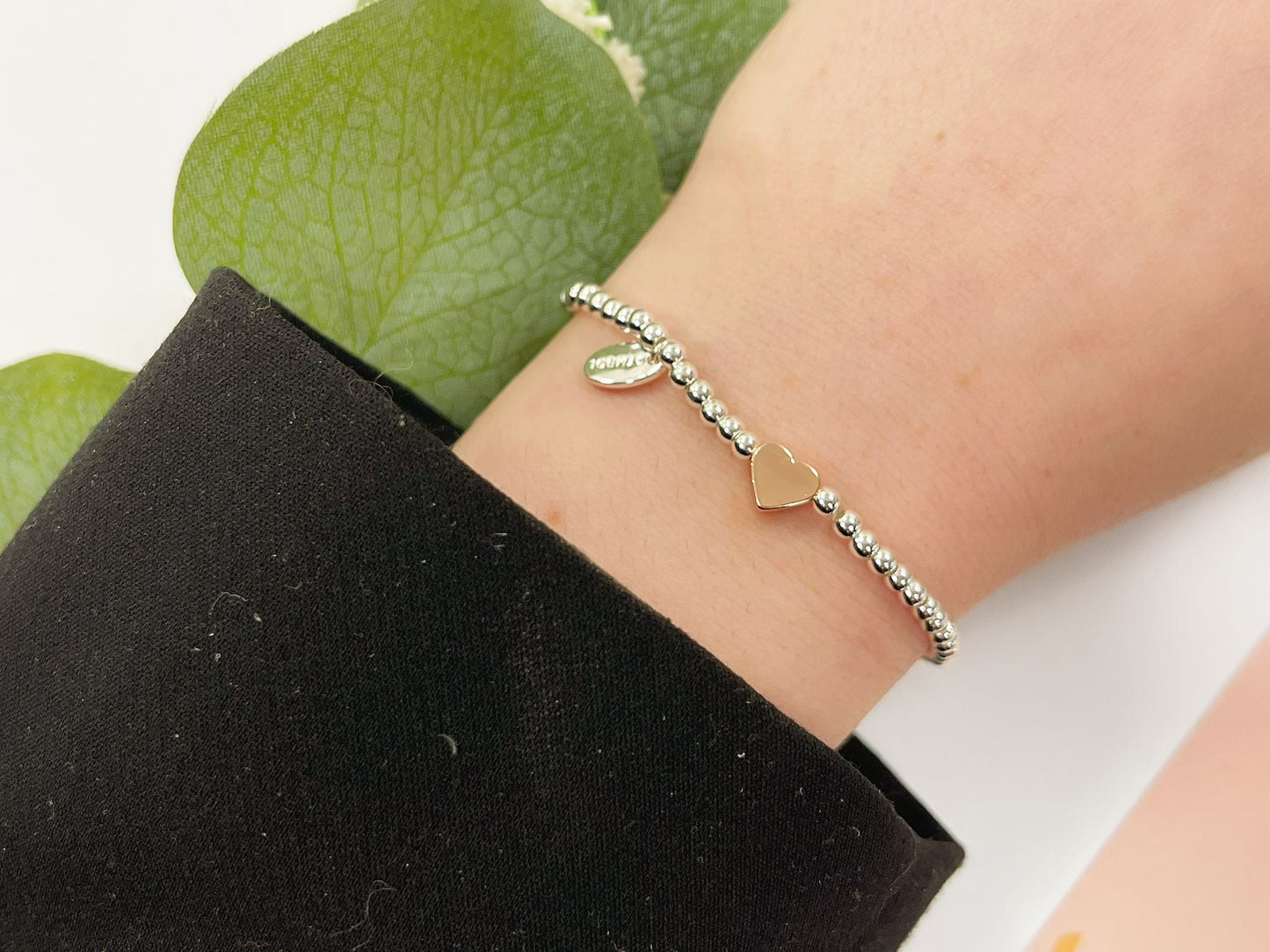 Rose Gold Heart Charm Bracelet, Special Niece Beaded Bracelet, Size Small Adults Bracelet, Christmas gift for Child, Sentimental Kids Gift