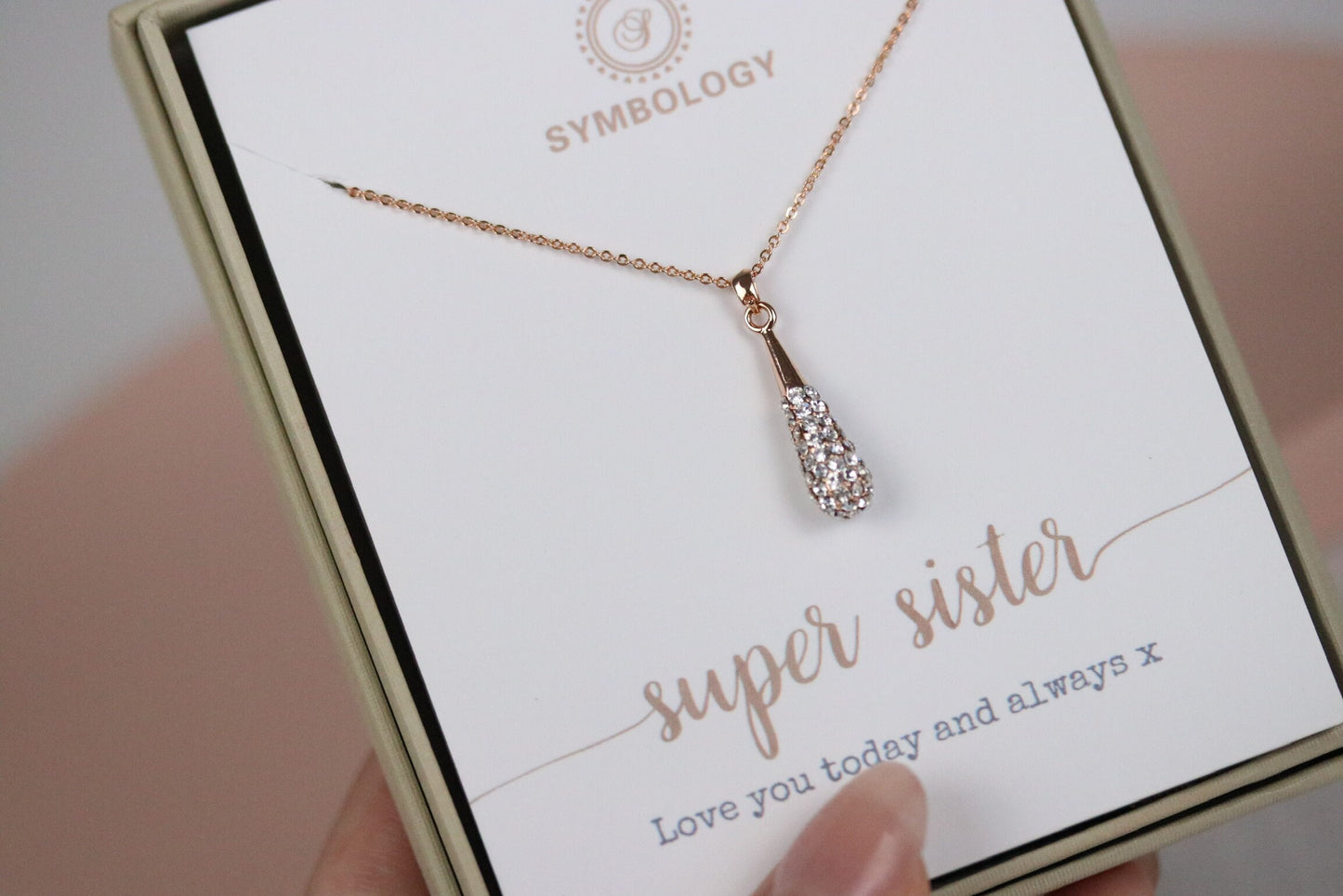 Gold Sister Necklace • Silver Long Teardrop Minimalist Necklace • Bestie Gift • Pear Diamond Necklace • Gold Woman Jewellery • Gift for Her