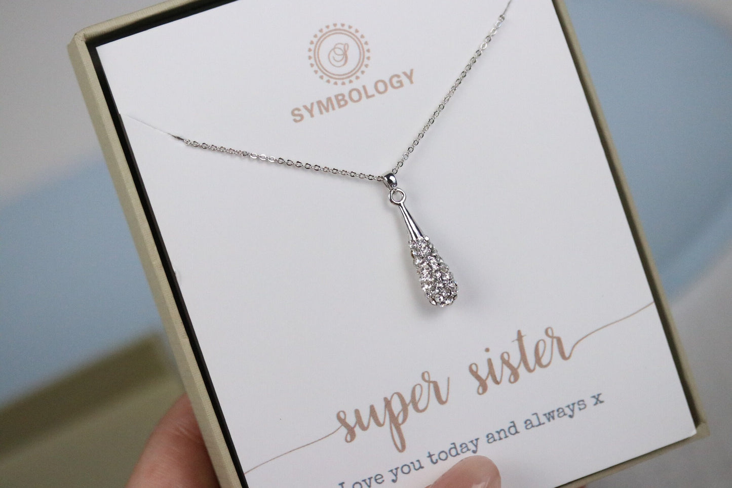 Gold Sister Necklace • Silver Long Teardrop Minimalist Necklace • Bestie Gift • Pear Diamond Necklace • Gold Woman Jewellery • Gift for Her