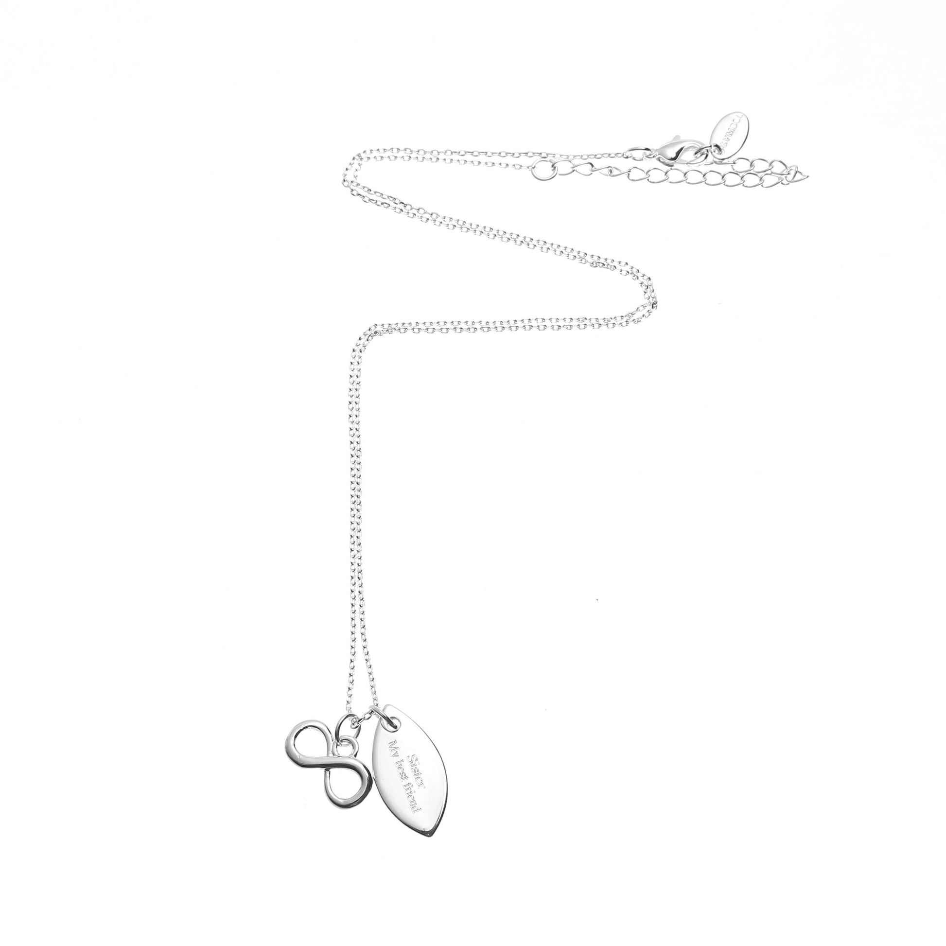 Sterling Silver Plated Sister Necklace: Infinity Pendant, Birthstone Initial