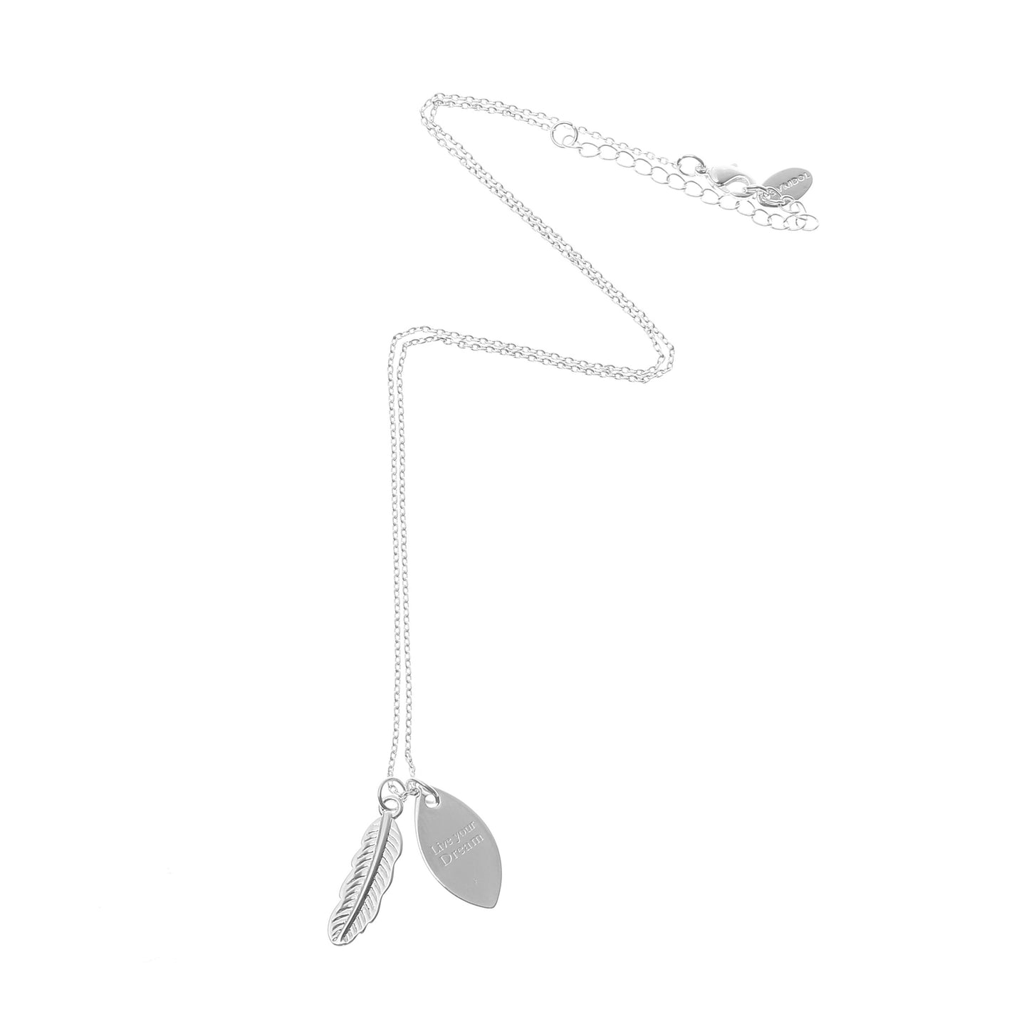 Silver Feather Pendant Necklace: 'Live Your Dream' Charm, Sentimental Gift