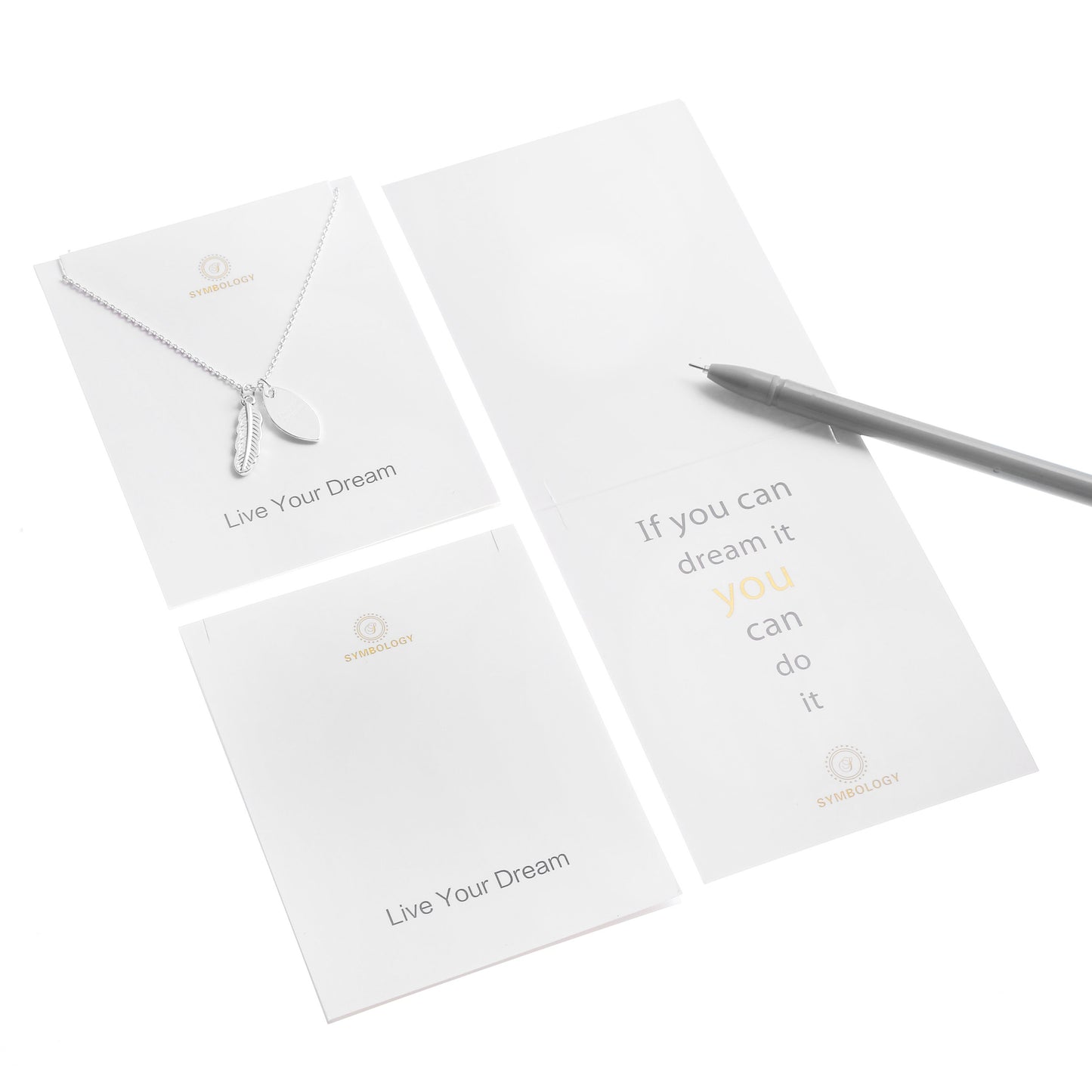 Silver Feather Pendant Necklace: 'Live Your Dream' Charm, Sentimental Gift