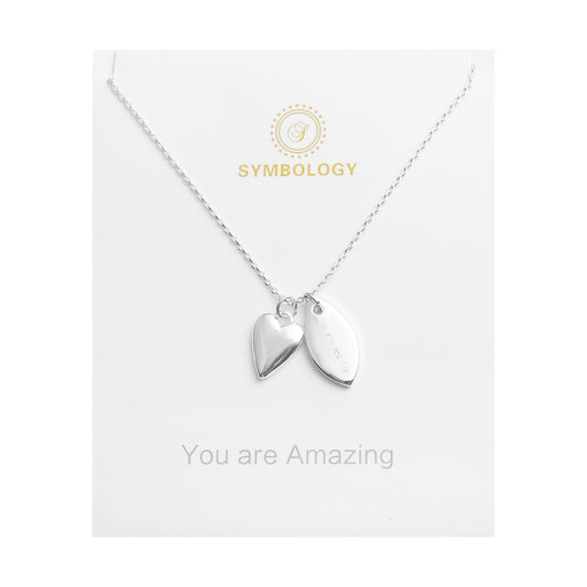 Silver Love Heart Necklace: Personalized Birthstone Initial Pendant