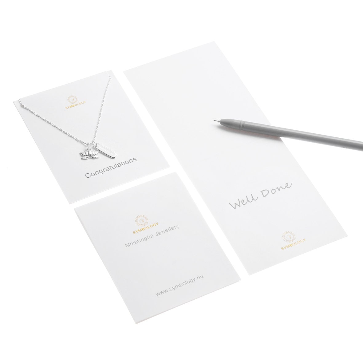 Silver Congratulations Personalised Necklace, Lotus Charm, Birthstone Initial Pendant, Sentimental Womens Jewellery, Graduation Gift for Her