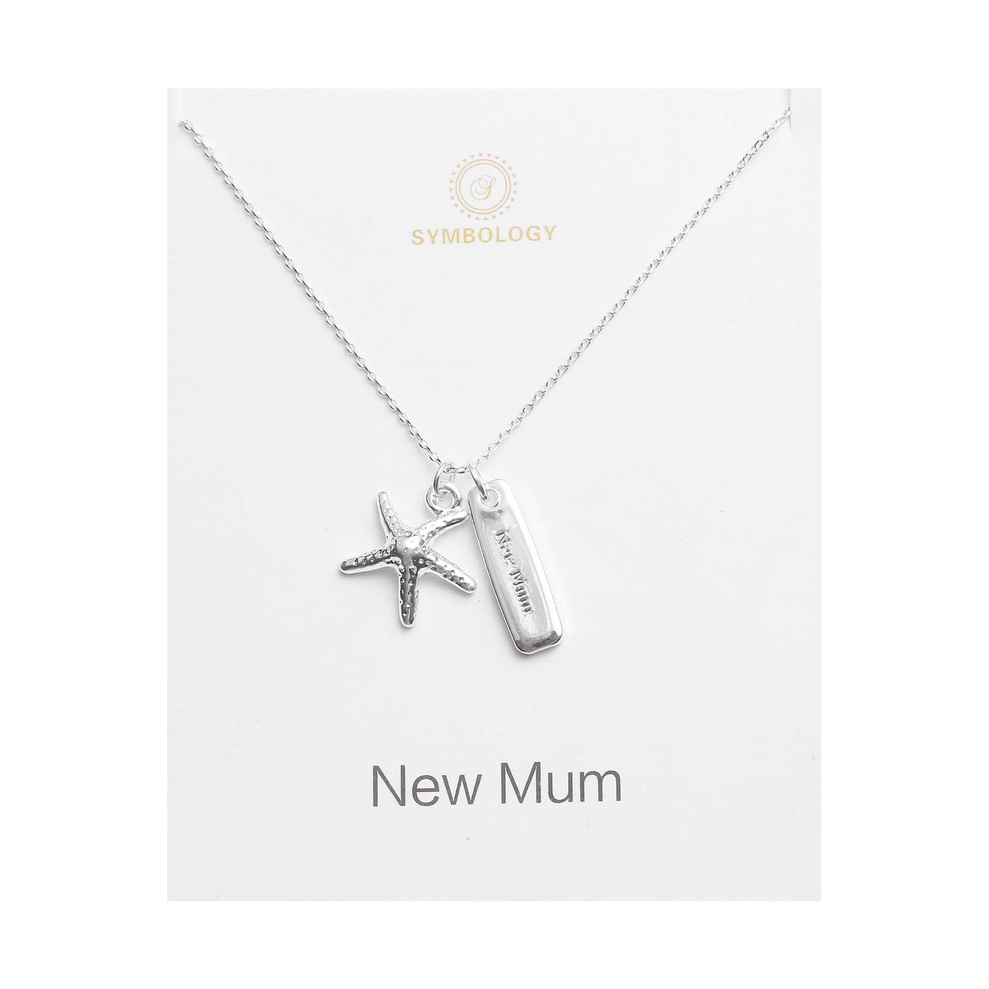 Sterling Silver Starfish Necklace: New Mum Charm, Birthstone Pendant