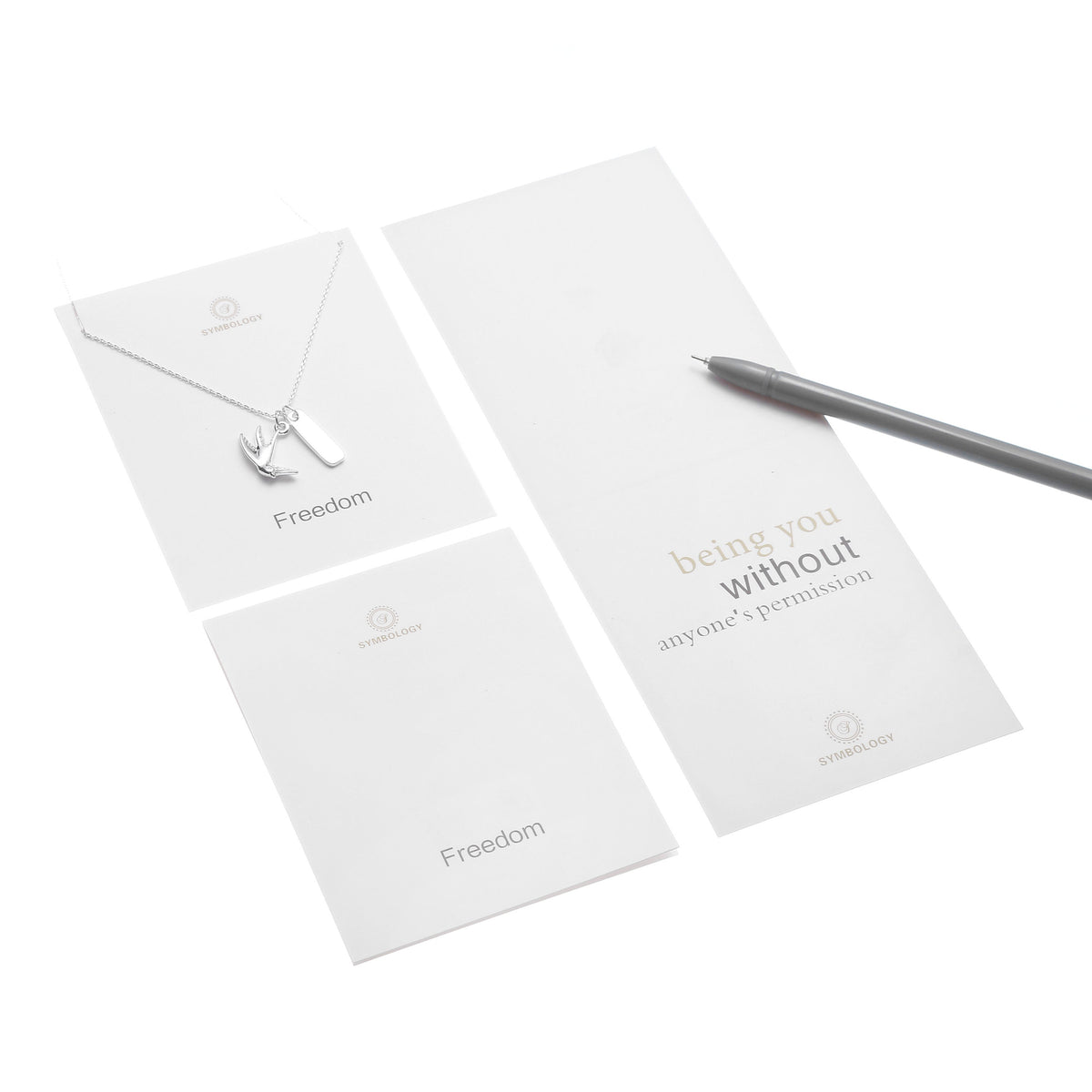 Freedom Personalised Necklace. Silver Swallow Charm, Birthstone Initial Pendant, Sentimental Womens Jewellery. Gift for Her, Gift for Friend