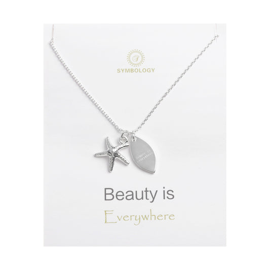 Silver Starfish Necklace: Personalized Initial Birthstone Charm