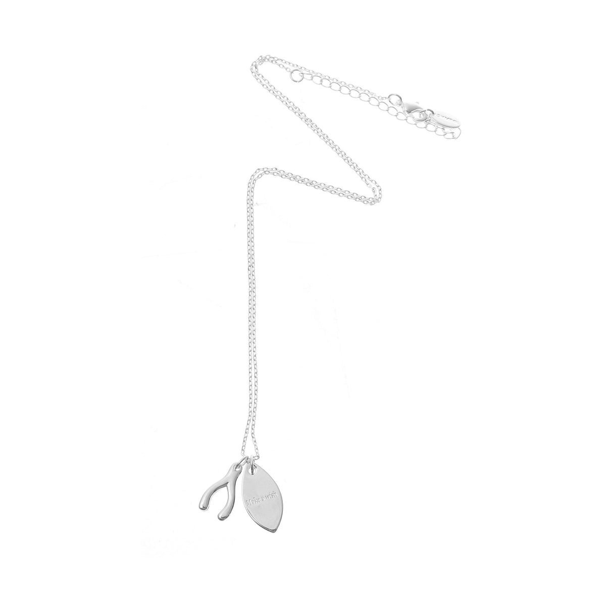 Personalized Birthday Necklace: Silver Wishbone Charm, Birthstone Initial
