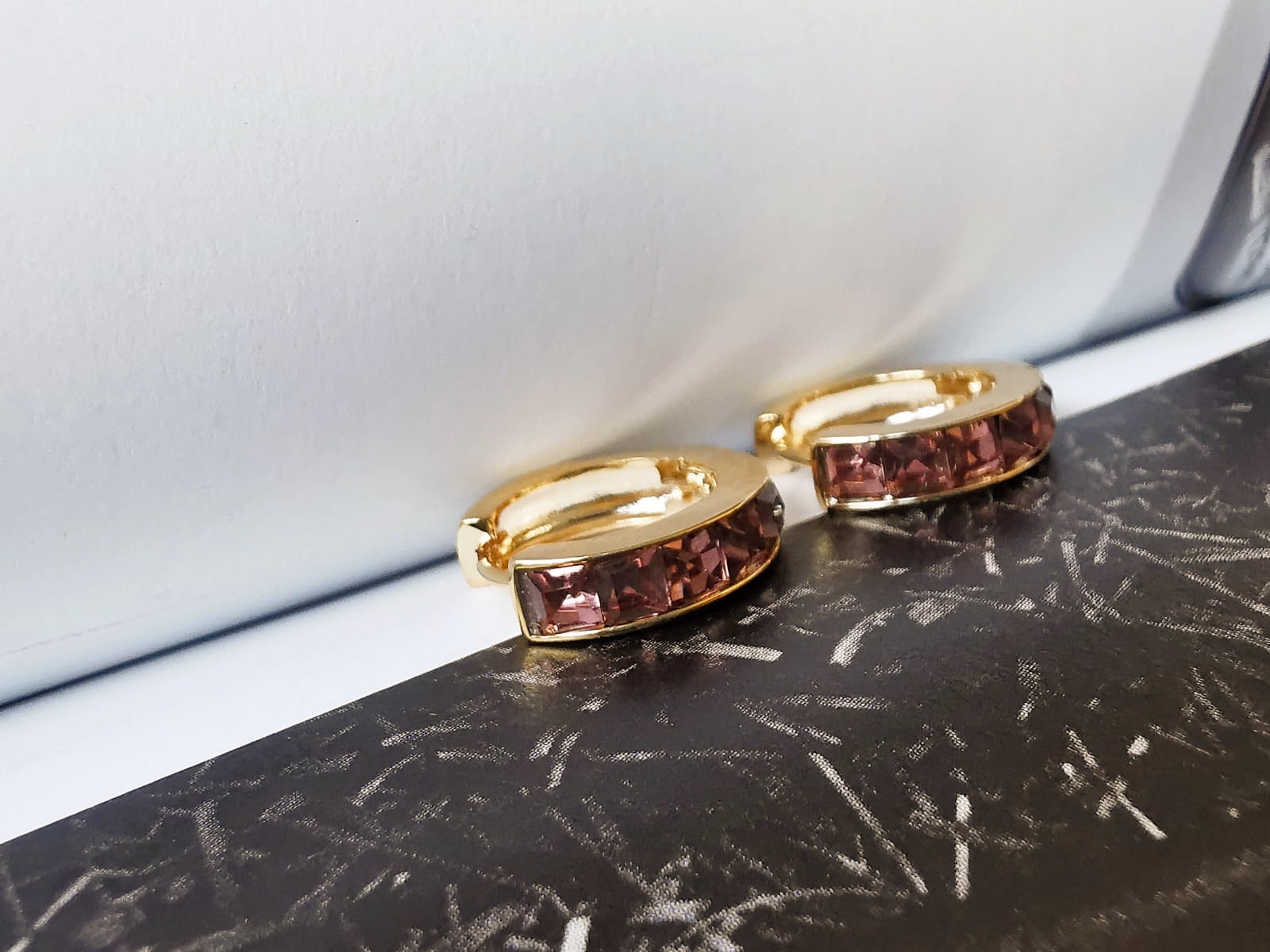 February Birthstone Hoop Earrings, Amethyst CZ Crystal Hoops, Swarovski Crystal Earrings, Gold Huggie Hoops, Christmas Gift for Her/Mum