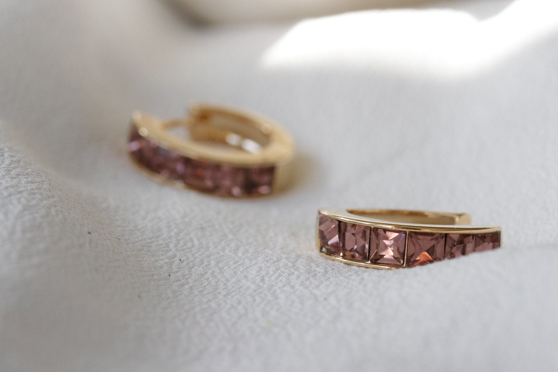June Birthstone Hoop Earrings, Swarovski Crystal Hoops Earrings, Chunky Gold Hoop Earrings, Gift for Her/Mum/friend, Christmas Gift
