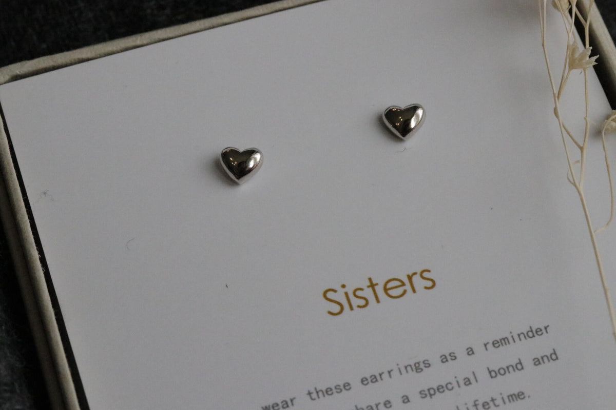 Gold Vermeil Dainty Love Heart Earrings / Symbology Love Heart Studs For Sister / Personalised Gift for Soul Sister / Gift for Her