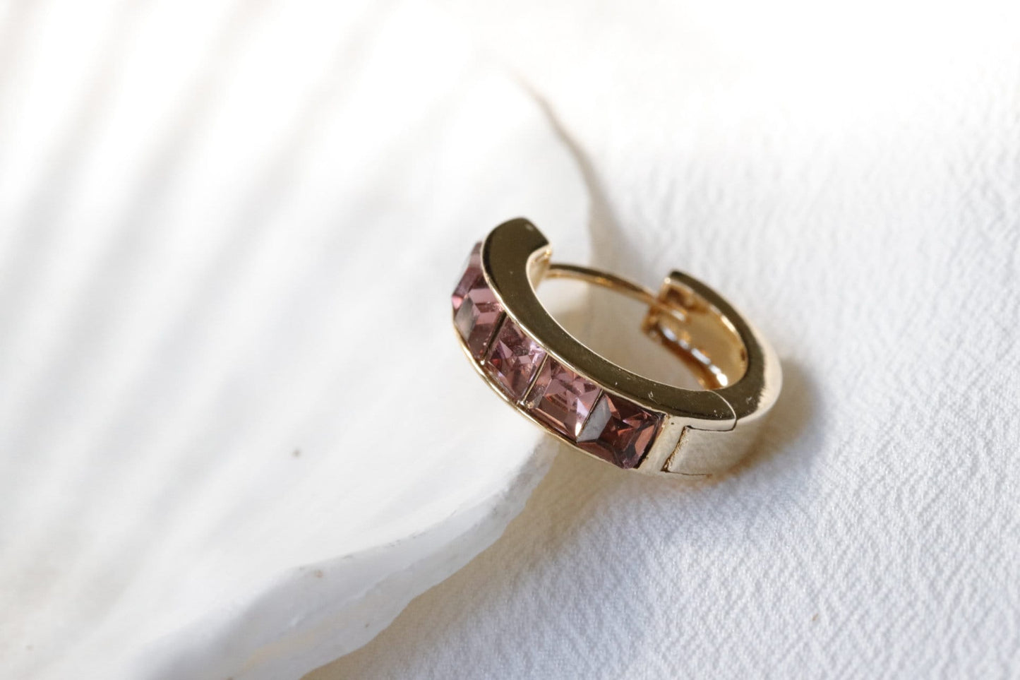 June Birthstone Earrings: Alexandrite CZ Hoop Earrings, Chunky Gold Huggies for Woman