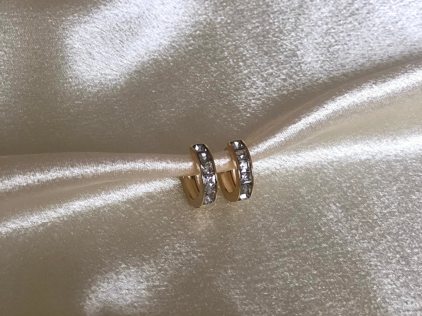 April Birthstone Earrings: Swarovski Crystal Huggies, Gold Plated Hoops Earrings, Christmas Stocking Fillers