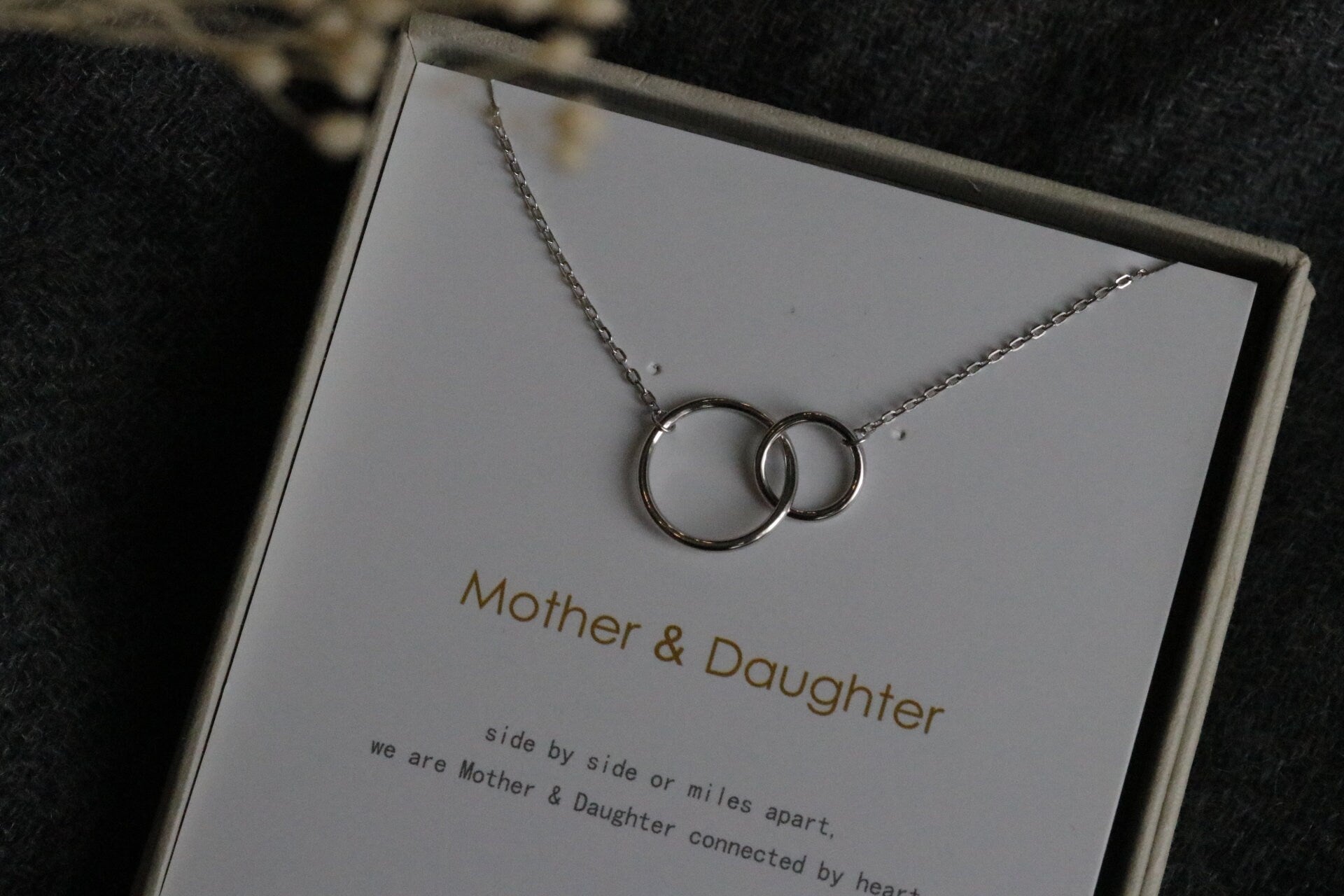 925 Silver Mother Daughter Necklace, Sterling Silver Interlinking Necklace / Silver Gold Circle Necklace / Mothers Day Gift for Mum Daughter
