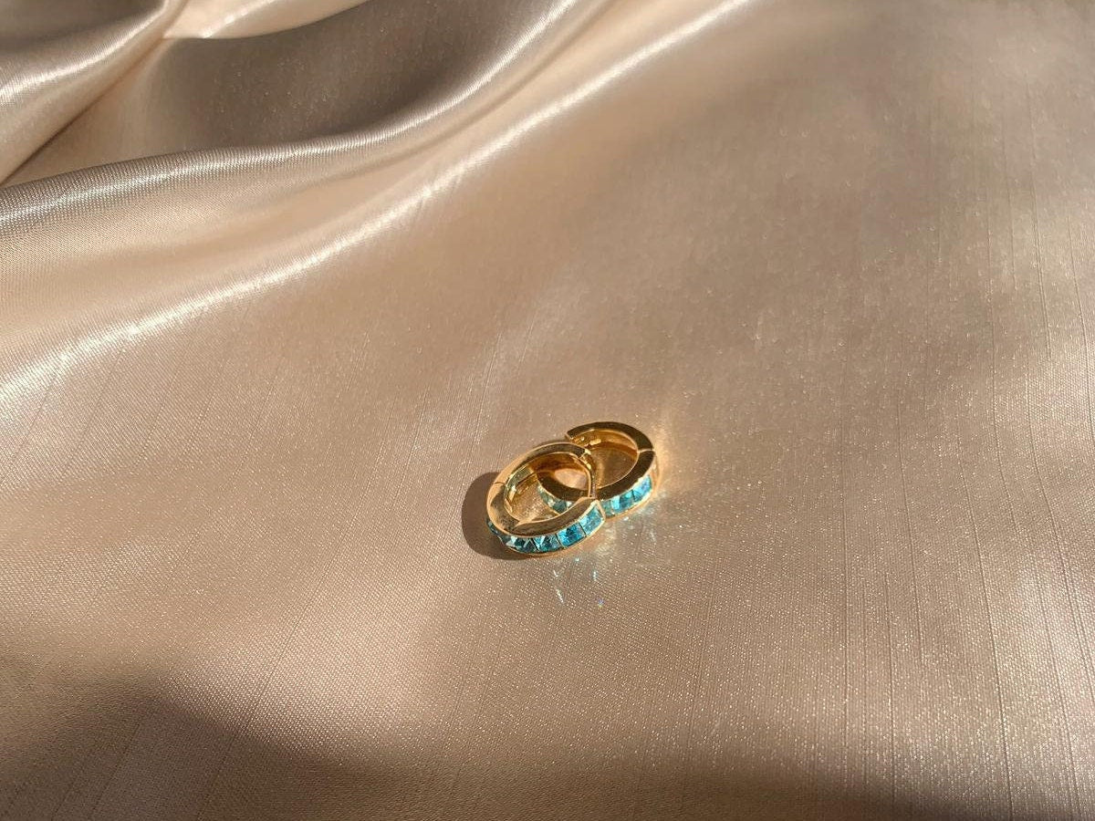 Gold May Birthstone Earrings: Swarovski Emerald Crystal Hoops, Minimalist Huggies for Everyday Wear