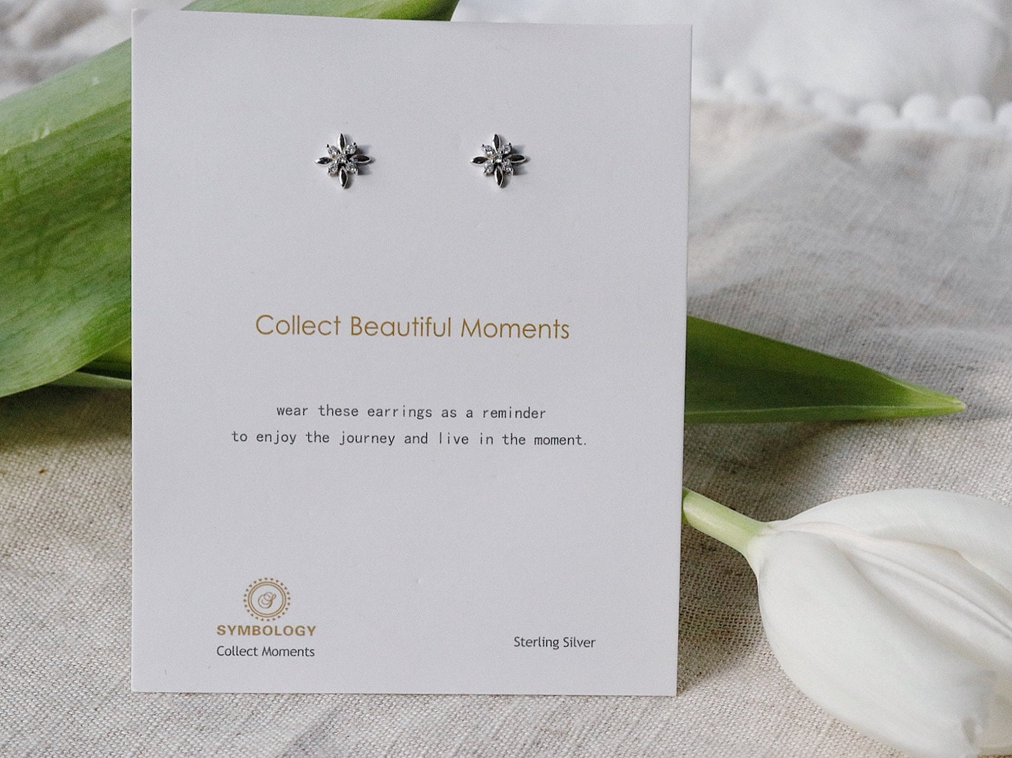 Dainty Starburst Studs Earrings in Sterling Silver With 18K Gold Plated / CZ Silver & Gold Delicate Studs For Friends / Valentines Gift
