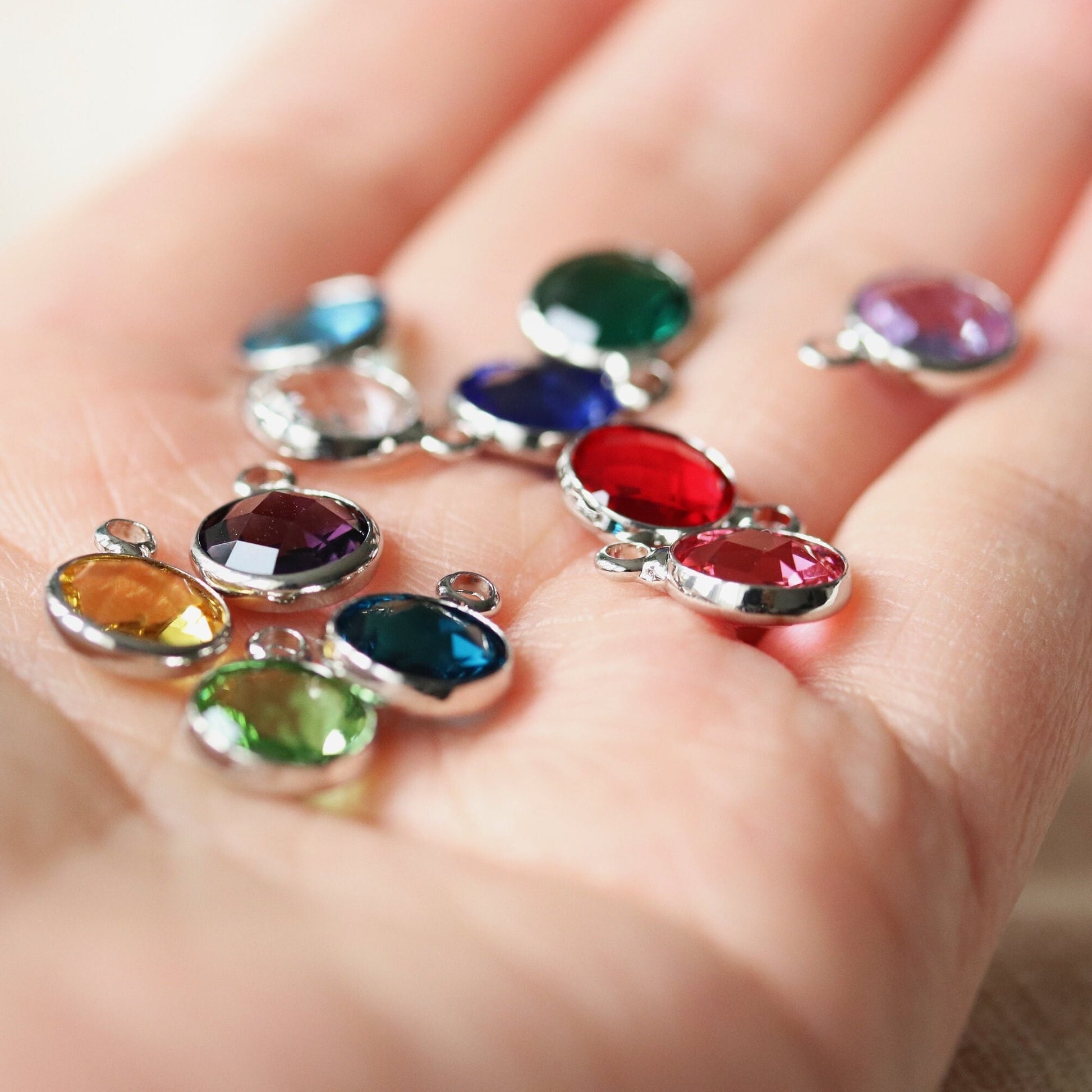 Silver Wishbone Necklace: Birthstone Initial Charm, Good Luck Gift