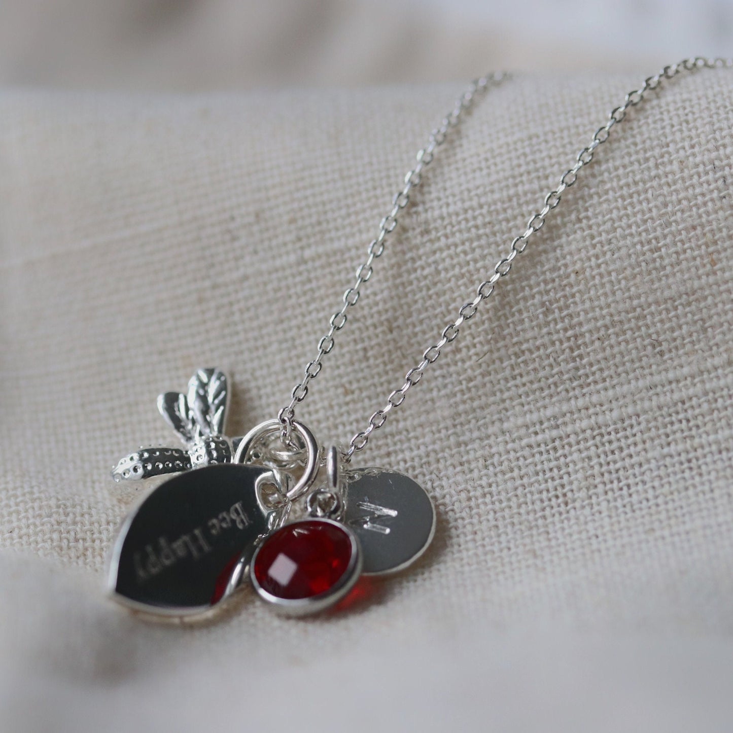 Silver Congratulations Personalised Necklace, Lotus Charm, Birthstone Initial Pendant, Sentimental Womens Jewellery, Graduation Gift for Her