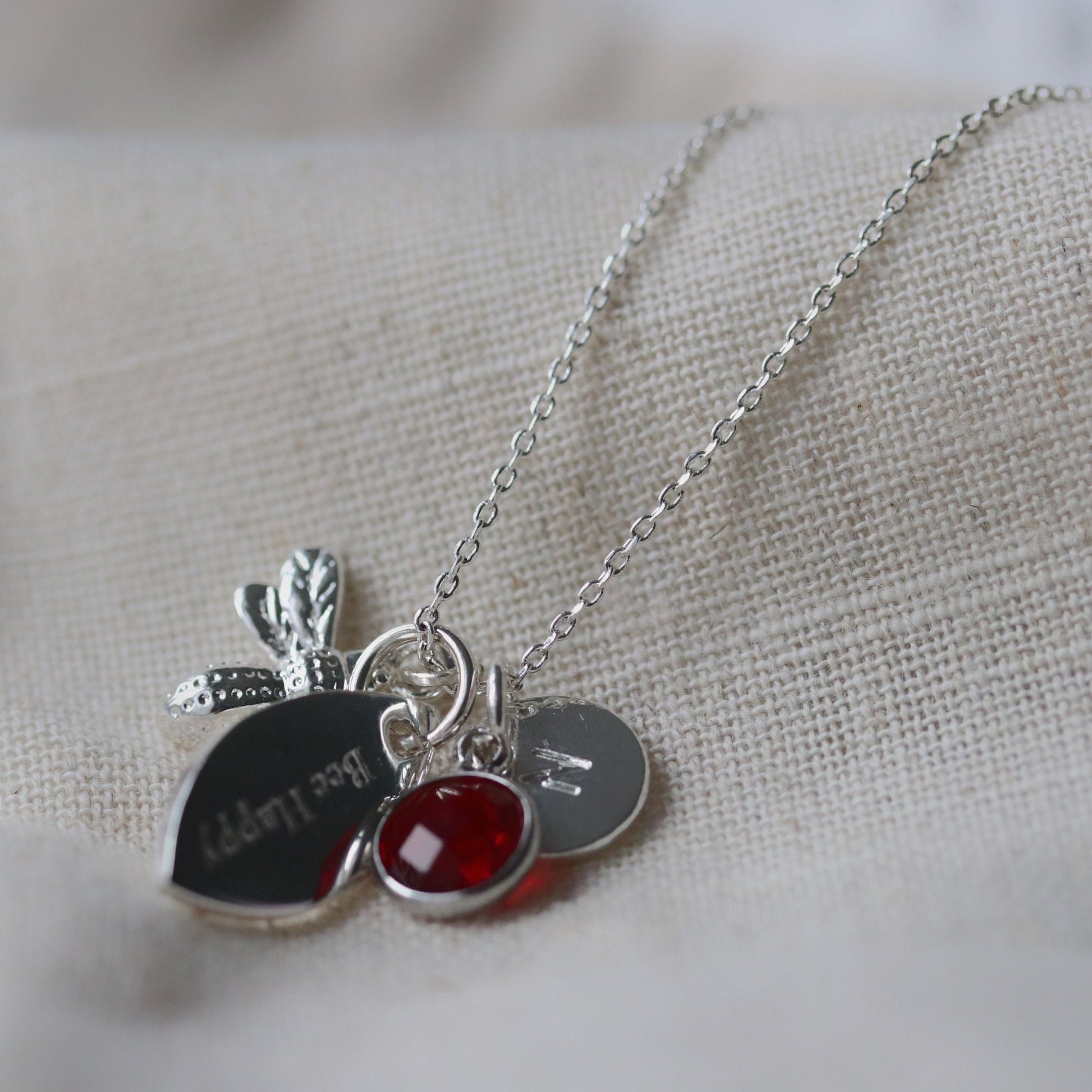Silver Congratulations Personalised Necklace, Lotus Charm, Birthstone Initial Pendant, Sentimental Womens Jewellery, Graduation Gift for Her