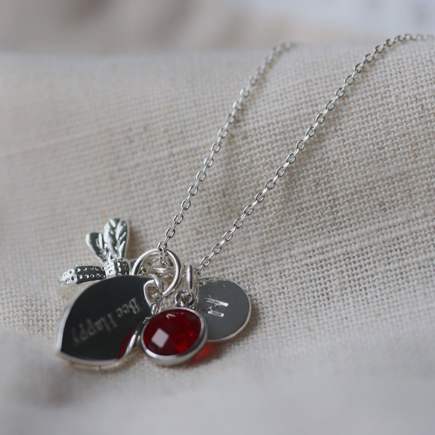 Silver Starfish Necklace: Personalized Initial Birthstone Charm
