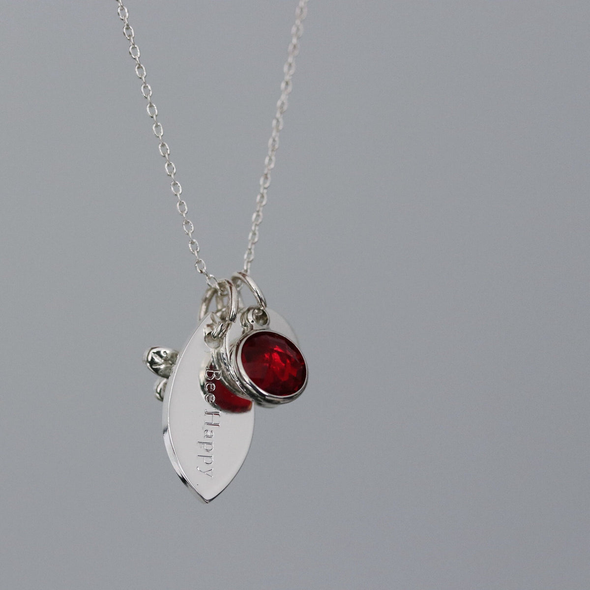 Personalized Birthday Necklace: Silver Wishbone Charm, Birthstone Initial