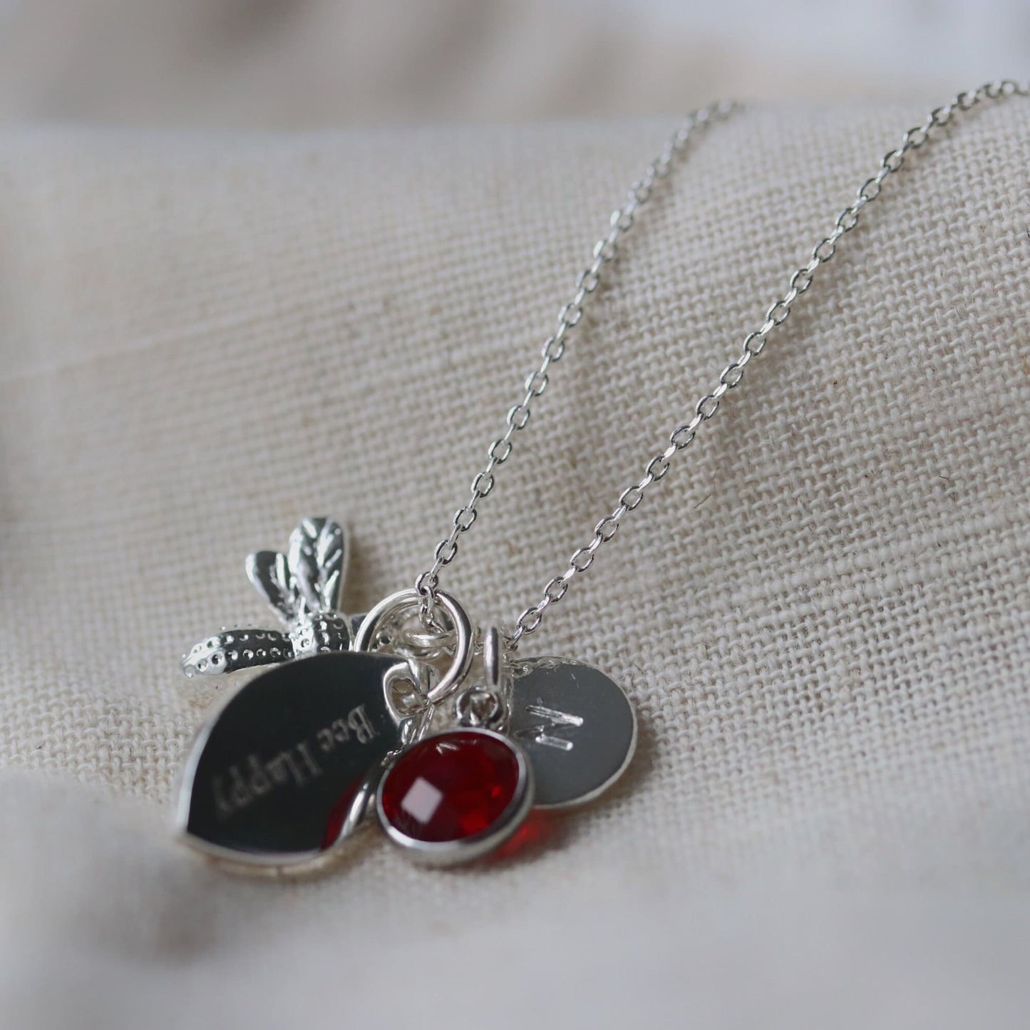 Tree of Life Necklace: Sterling Silver Plated, Birthstone Initial Pendant