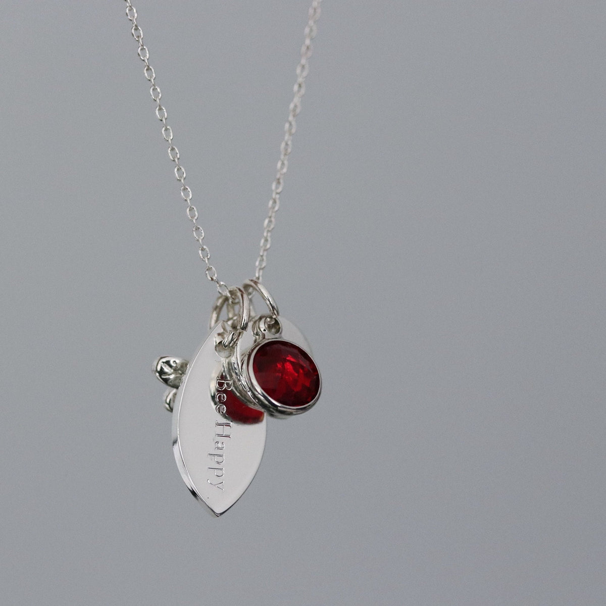 Silver Love Heart Necklace: Personalized Birthstone Initial Pendant