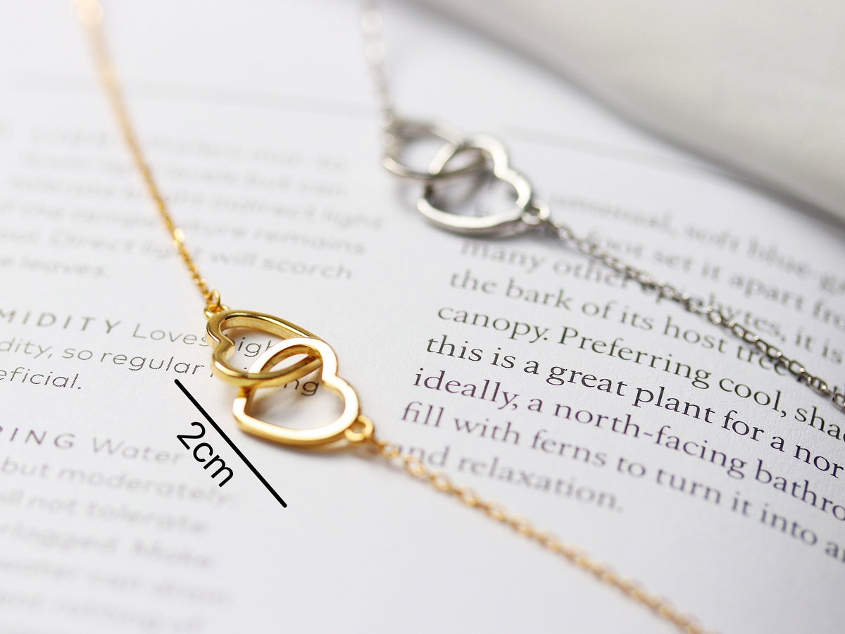 Sterling Silver Big sis & Little sis Necklace, Silver Double Circle Sister Necklace, Gold Interlinked Love Heart Necklace, Birthday Gift
