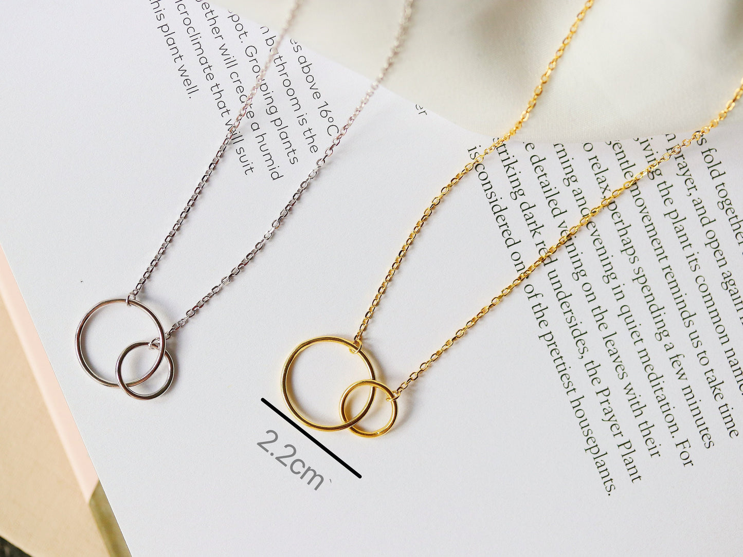 Sterling Silver Big sis & Little sis Necklace, Silver Double Circle Sister Necklace, Gold Interlinked Love Heart Necklace, Birthday Gift