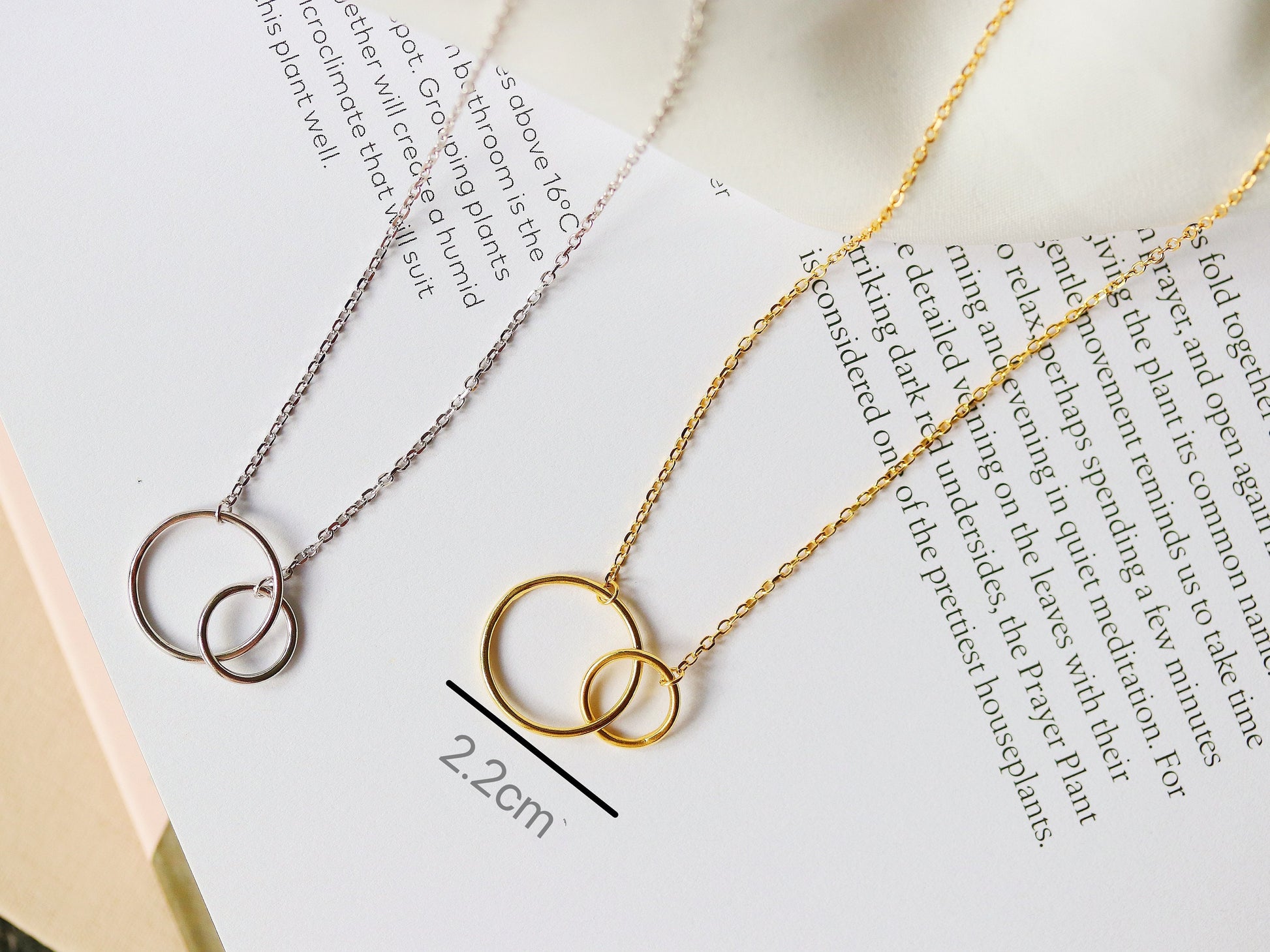 Sterling Silver Big sis & Little sis Necklace, Silver Double Circle Sister Necklace, Gold Interlinked Love Heart Necklace, Birthday Gift