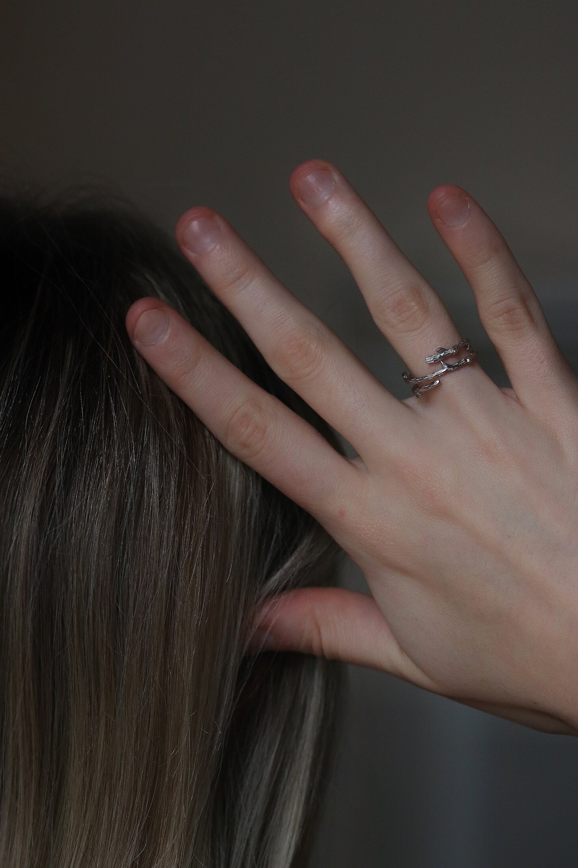 925 Sterling Silver Branch Ring, Nature Inspired Jewellery, Branches Around your Finger, Fully Adjustable Open Ring, Christmas Gift for Her