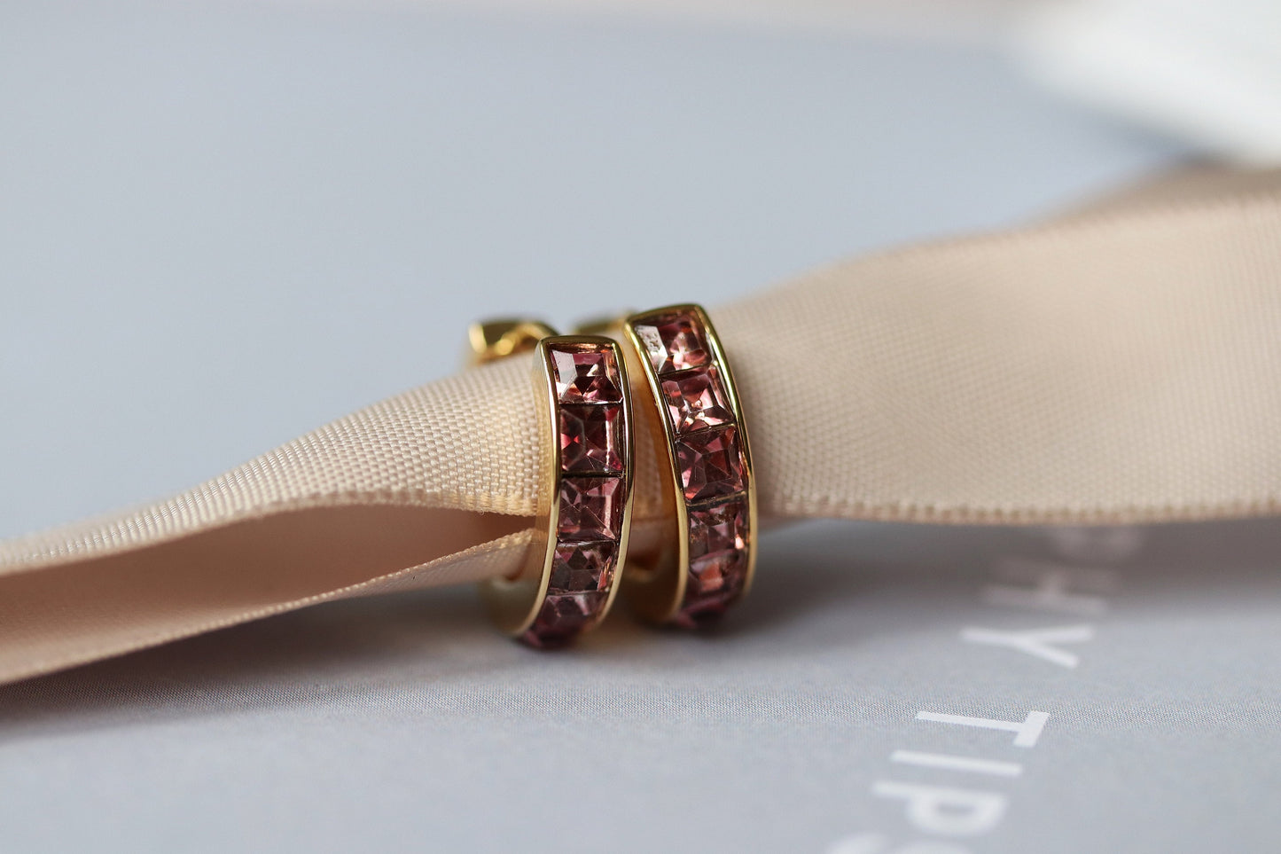 February Birthstone Gold Huggies: Amethyst CZ Crystal Hoop Earrings, Purple Crystal Hoops