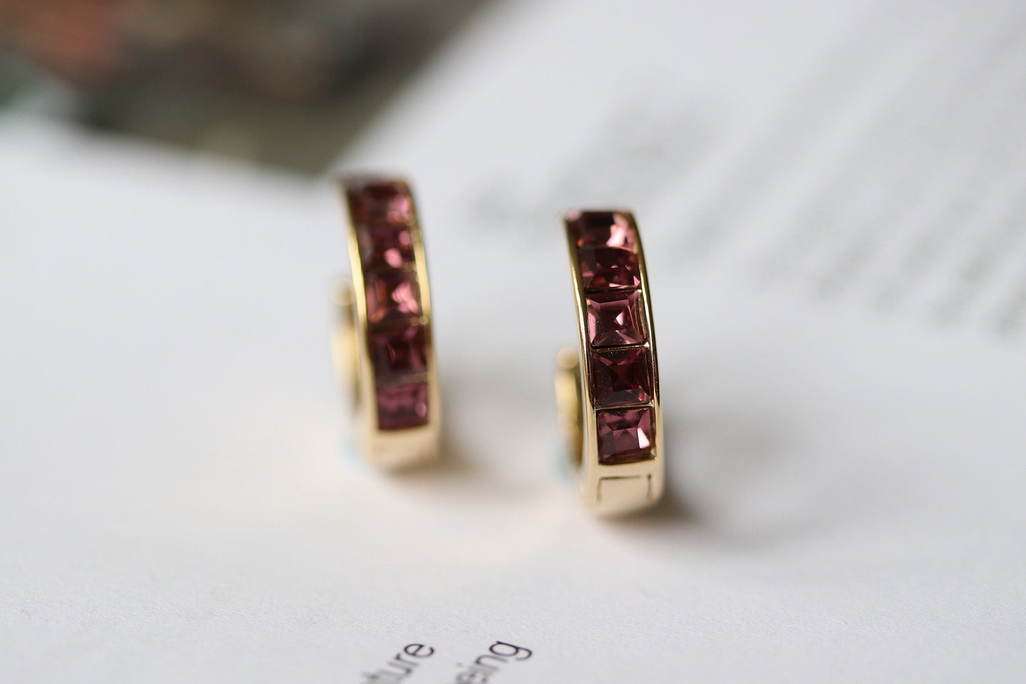 June Birthstone Earrings: Alexandrite CZ Hoop Earrings, Chunky Gold Huggies for Woman