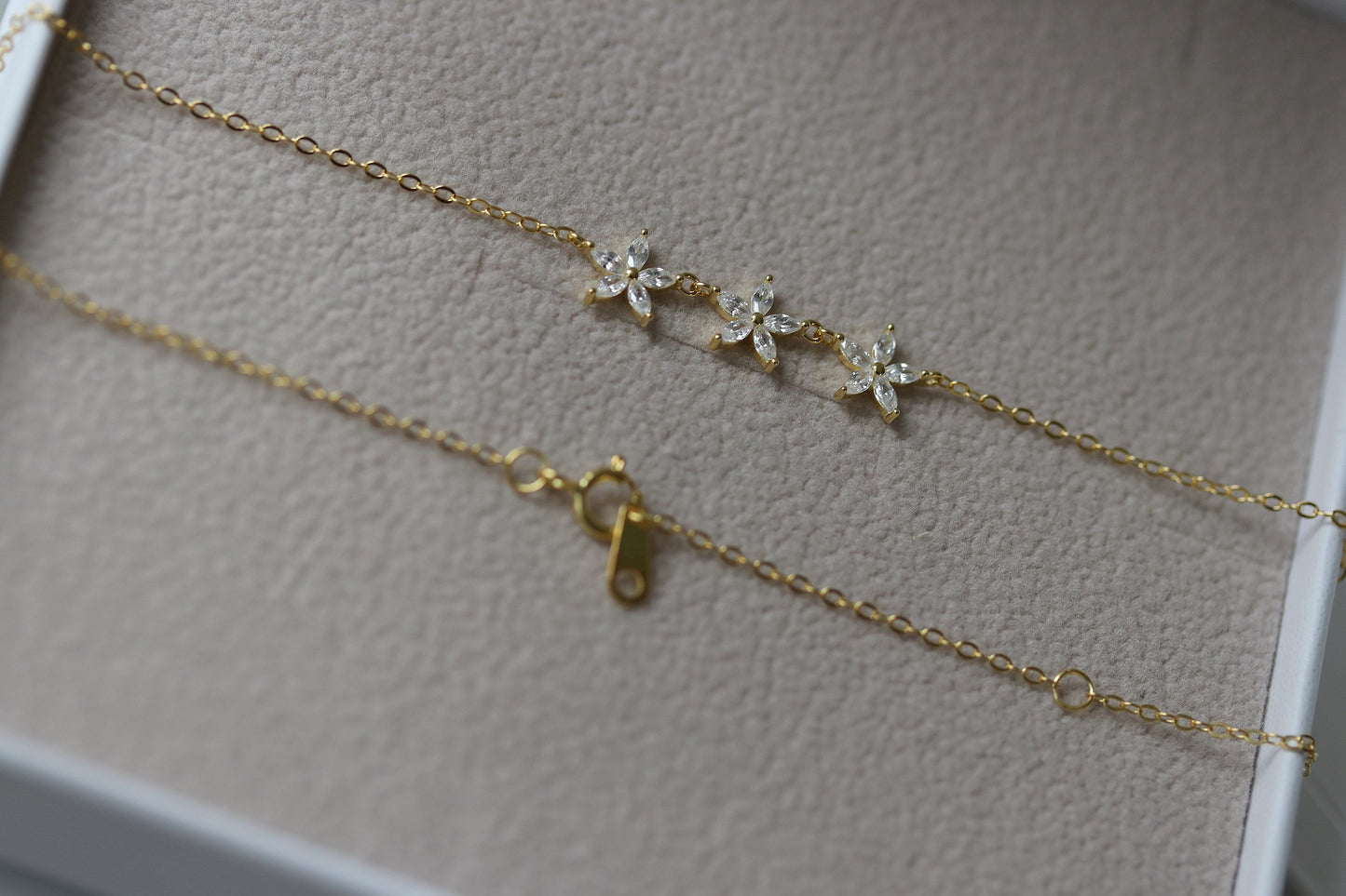 Sweet 30th Birthday Gift, Sterling Silver Gold Flower CZ Crystal Necklace, Thirty Keepsake Pendant with Personalised Name Card