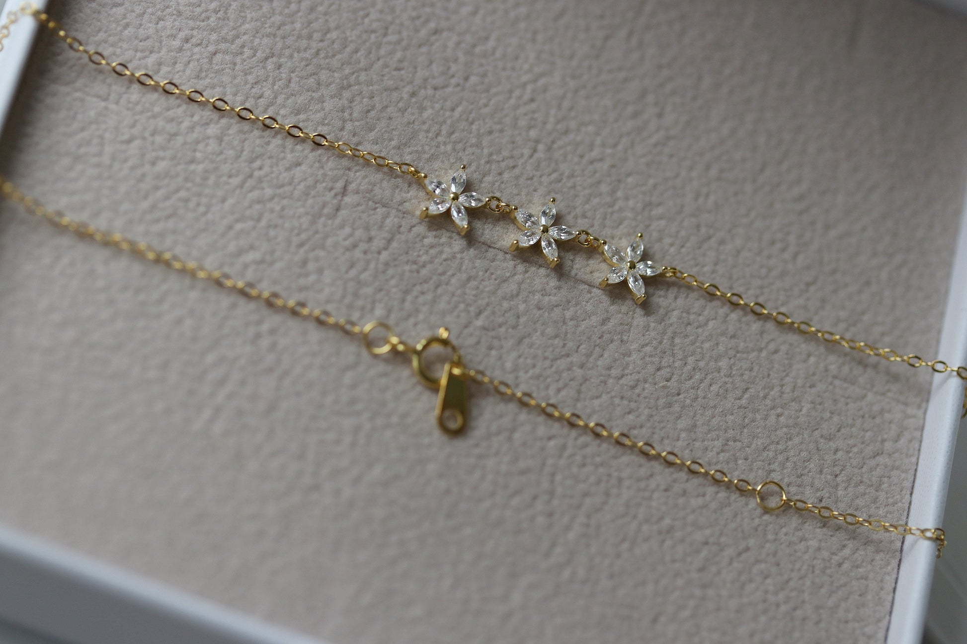 Sweet 30th Birthday Gift, Sterling Silver Gold Flower CZ Crystal Necklace, Thirty Keepsake Pendant with Personalised Name Card