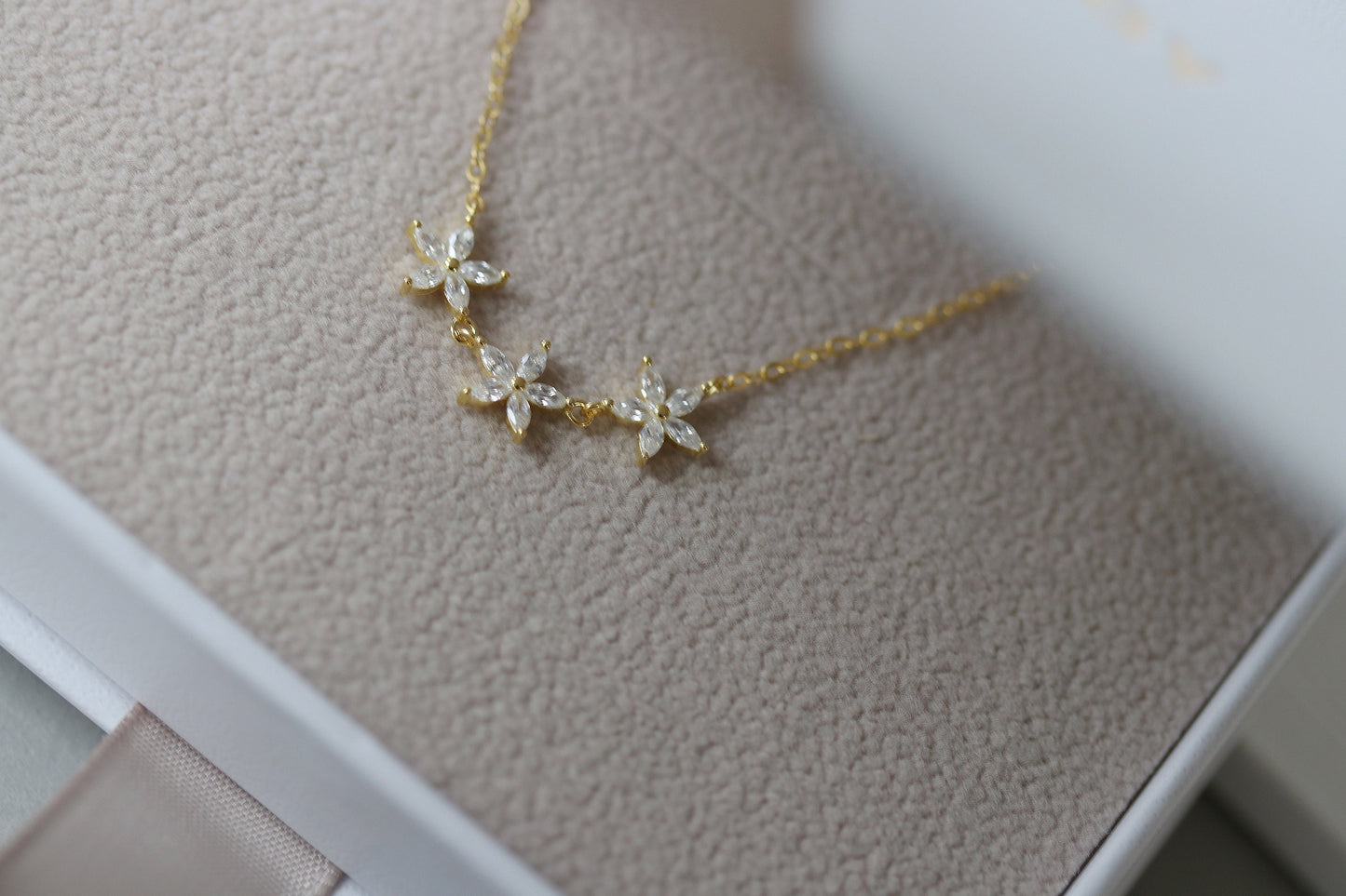 Sweet 30th Birthday Gift, Sterling Silver Gold Flower CZ Crystal Necklace, Thirty Keepsake Pendant with Personalised Name Card