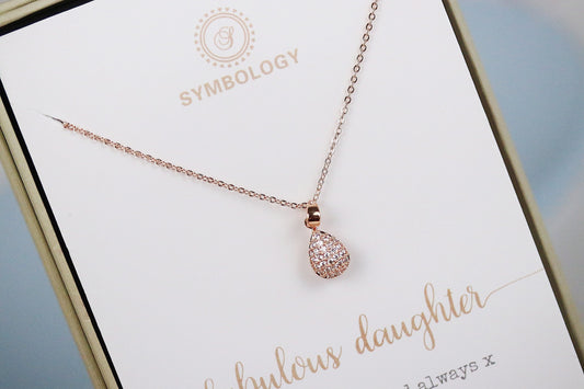 Daughter Gift / Cubic Zirconia Teardrop Necklace for Women / Silver or Gold Pendant / Everyday Chic Jewellery / Gift for Her