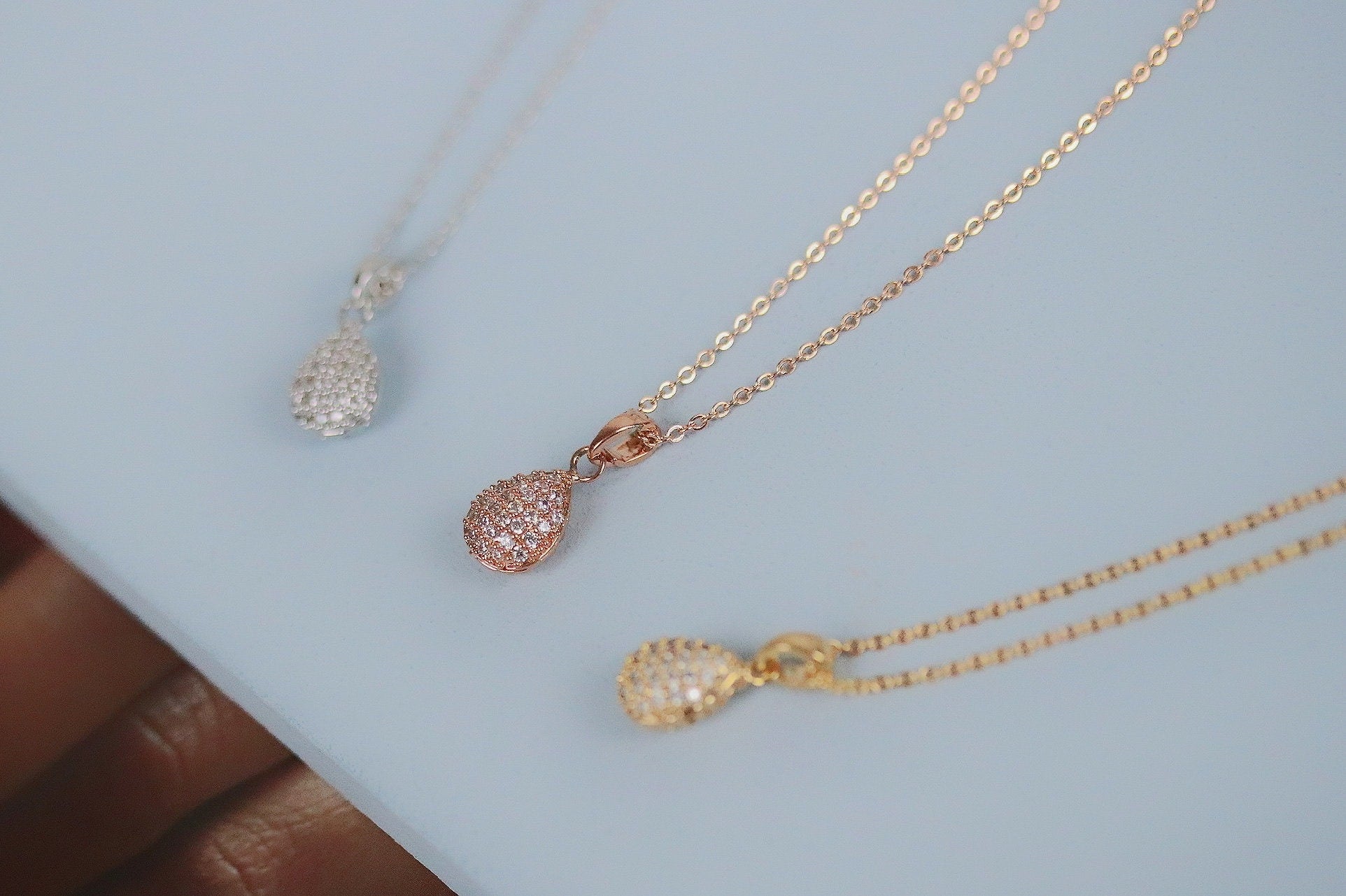 Sister Gift / Bestie Necklace / Cubic Zirconia Teardrop Necklace for Women / Silver or Gold Pendant /Birthday Gift for Her /Sentimental Gift