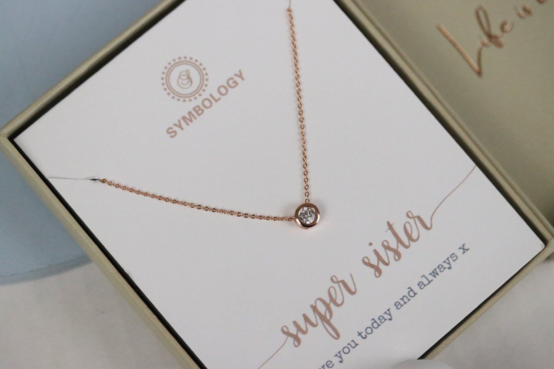Sister Necklace, Silver CZ Diamond Shape Necklace, 3 Colours Available, Delicate Dainty Semi-precious Bead Round Frame Necklace,Gift for Her