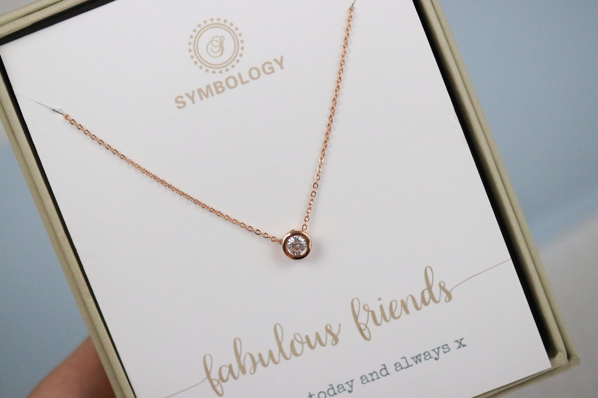 Friendship Necklace, Best Friend Gift, Silver CZ Diamond Shape Necklace, Delicate Dainty Simple Sparkle Necklace, Personalised Gift for Her