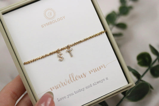 Mother's Day Gift, Gold Filled Initial Bracelet, Mum Gift, Personalised Gift for Her, Birthday Gift, Personalised Gift jewellery for Mum