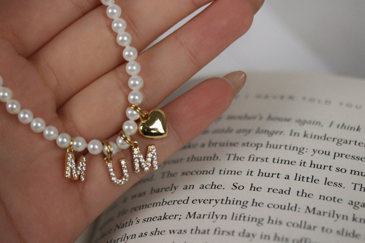Genuine Pearl Personalised Bracelet • Gold Filled Initial Bracelet • Birthday Gift for Her• Fresh Water Pearl Bridal Jewellery • Custom Gift