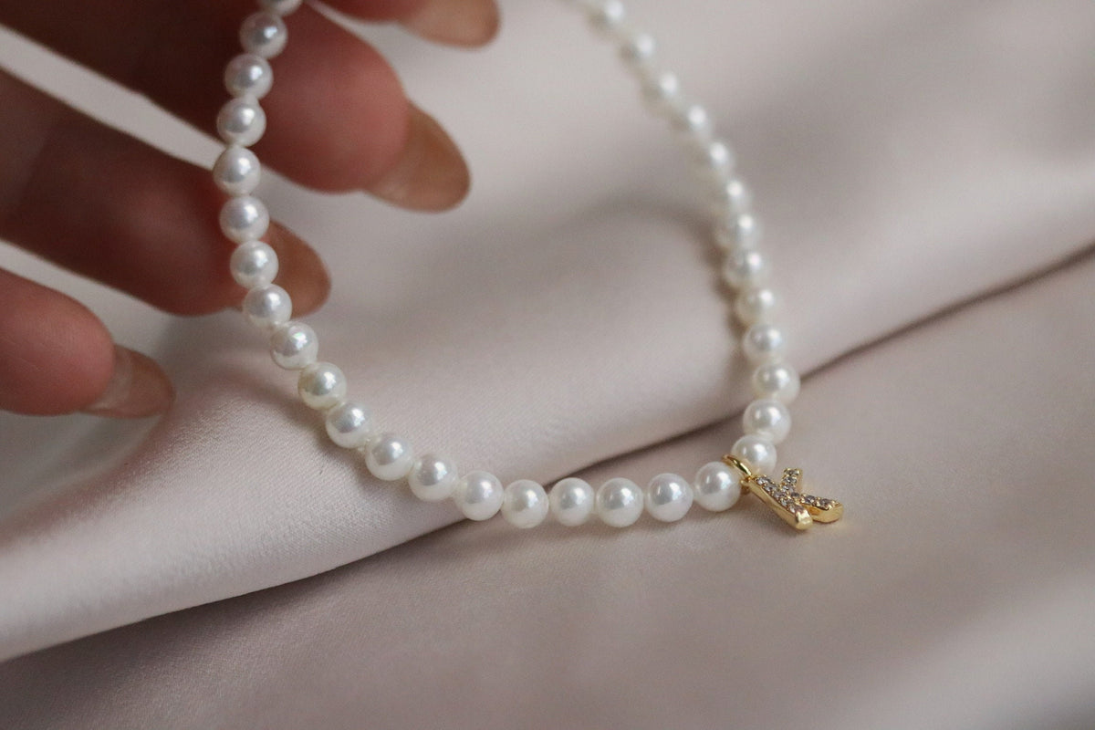 Genuine Pearl Personalised Bracelet • Gold Filled Initial Bracelet • Birthday Gift for Her• Fresh Water Pearl Bridal Jewellery • Custom Gift