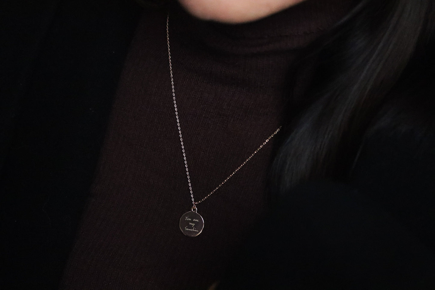 Personalised Necklace, Handwriting Engraving Necklace, Custom Initial Jewellery in Silver | Rose | Gold, Memorial Necklace, Custom Christmas