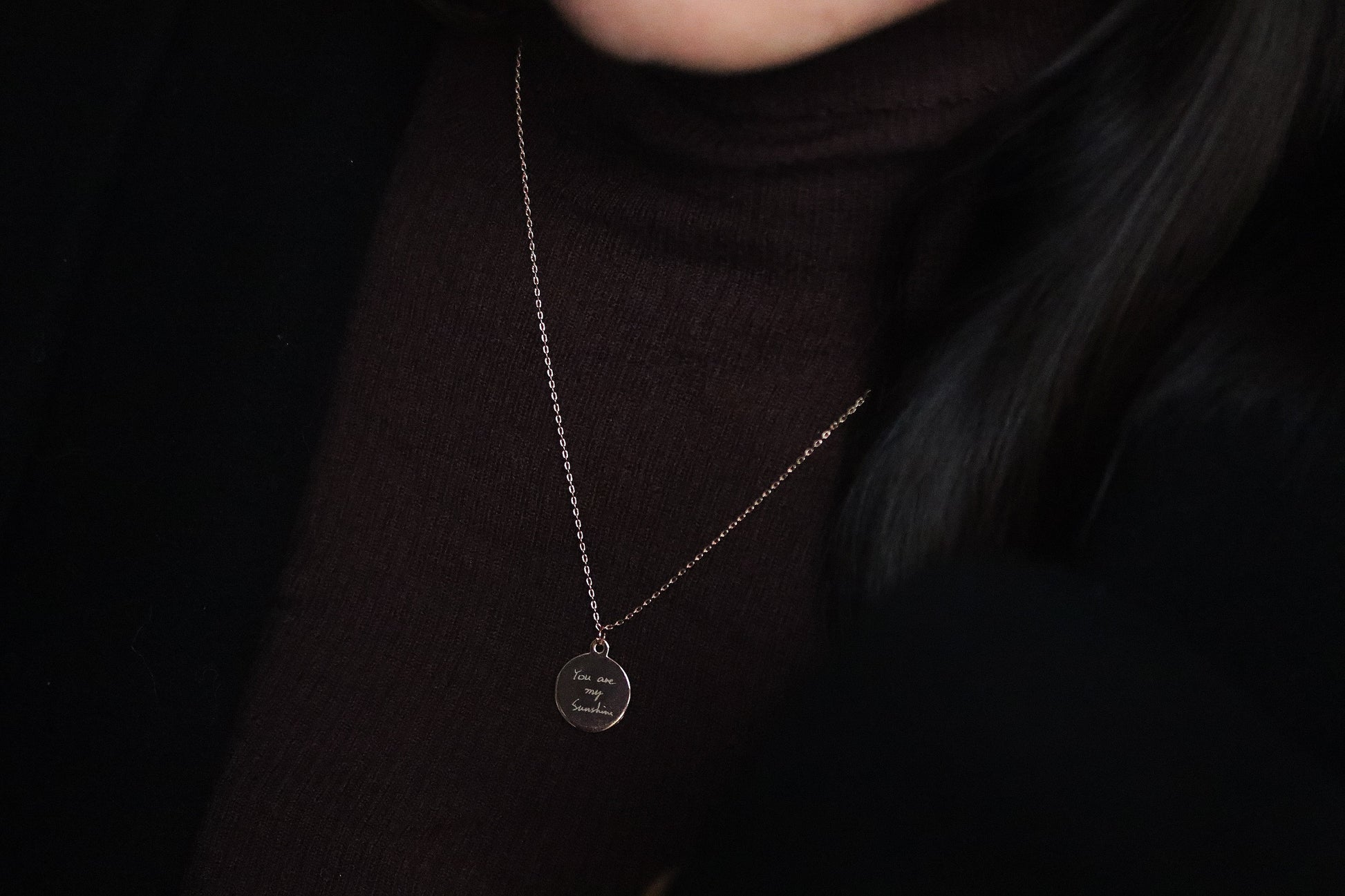 Sterling Silver Personalised Necklace, Handwriting Engraving Necklace, Custom Initial Jewellery in Silver | Rose | Gold, Memorial Necklace