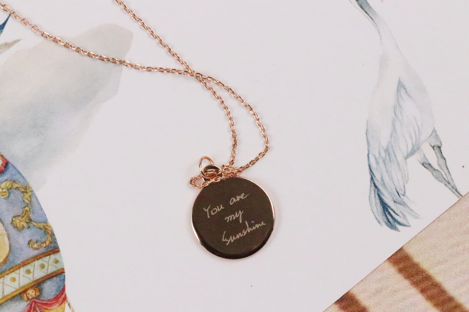 Sterling Silver Personalised Necklace, Handwriting Engraving Necklace, Custom Initial Jewellery in Silver | Rose | Gold, Memorial Necklace
