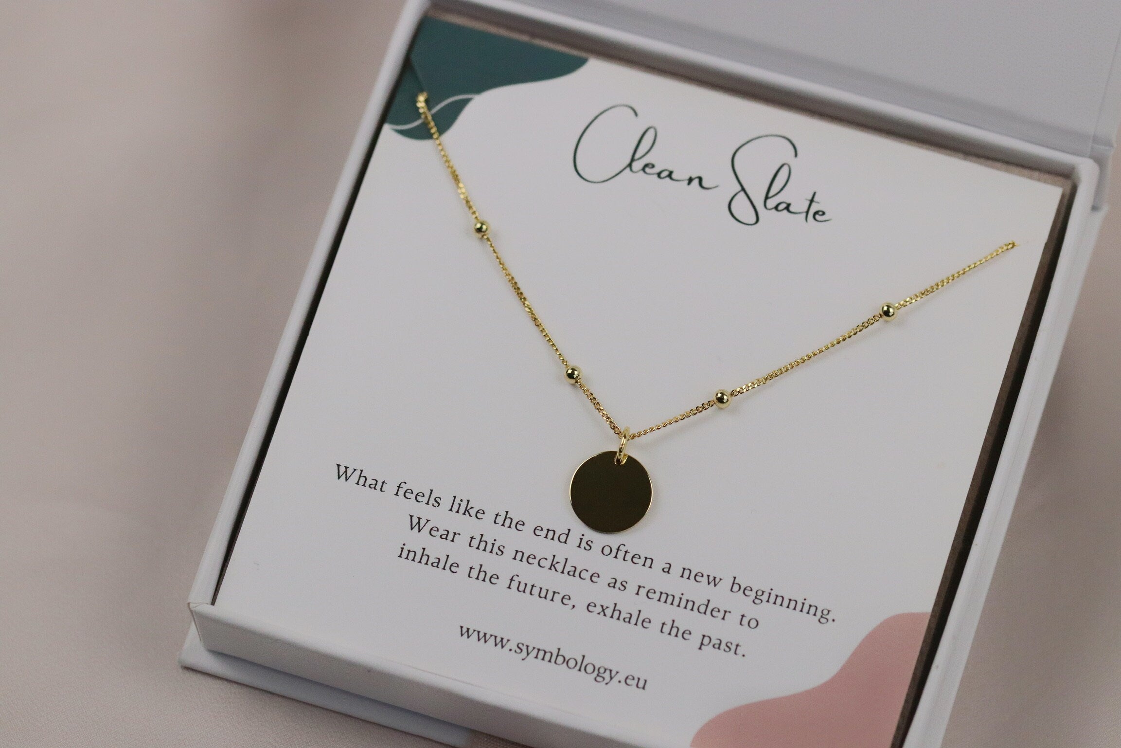 Gold Clean Slate Necklace New Beginnings Gift for Her Sterling Silver Minimalist Necklace Divorce Gift Breakup Gift Gold Disc Necklace