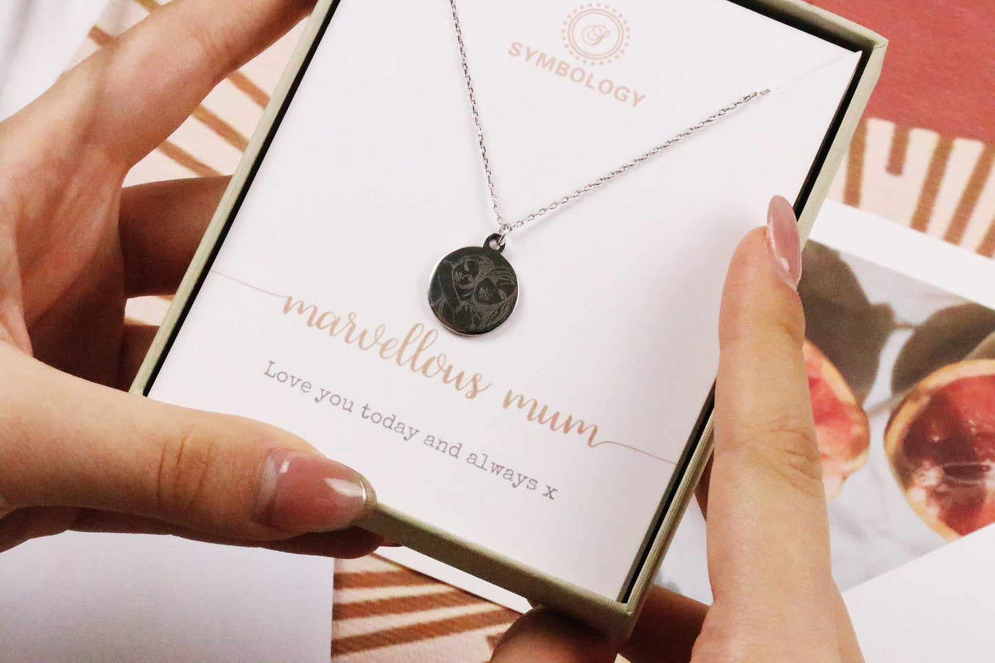 Personalised Necklace, Handwriting Engraving Necklace, Silver Custom Initial Jewellery, Gold Keepsake Necklace, mother's day Gift for Her
