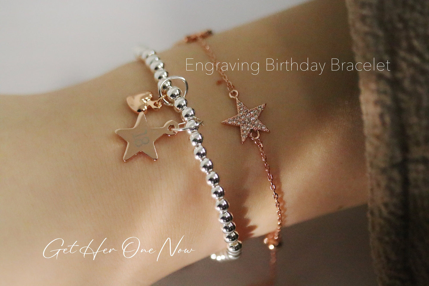 Silver Beads Engraving Bracelet, Personalised Minimalist Bracelet, Birthday Gift for Her, Customised Number Bracelet, 16 18 21 Birthday Gift