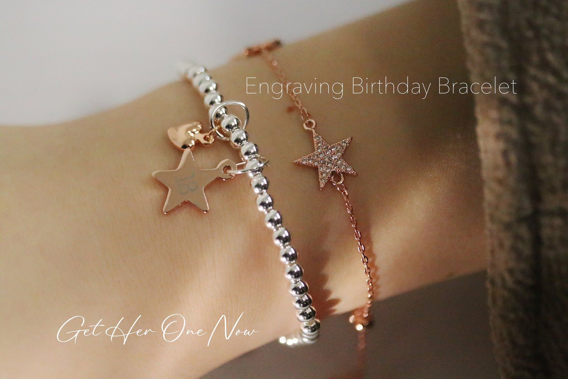 Personalised Bracelet, Sterling Silver Plated Beads Charm Bracelet, Sentimental Gift for Her, Customised Number Bracelet, 40th Birthday Gift